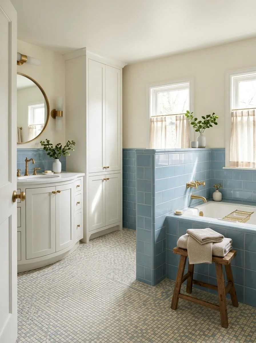 Family Bathroom With Separate Bathing and Basin Zones