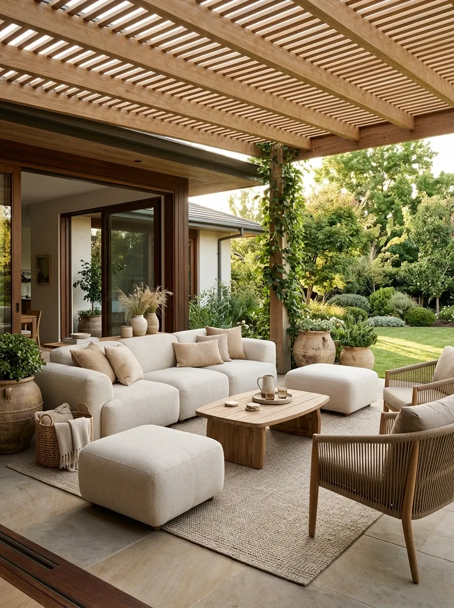 Family-Friendly Patio With Soft Seating and Rounded Forms