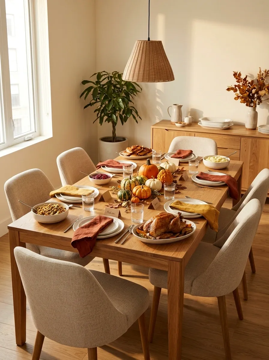 Family-Friendly Thanksgiving Table With Cheerful Autumn Colors