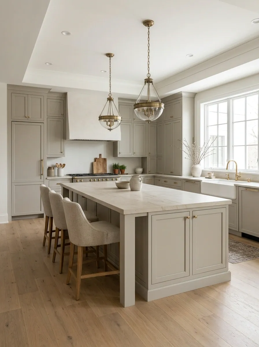 Family Kitchen With a Long Island and Durable Finishes