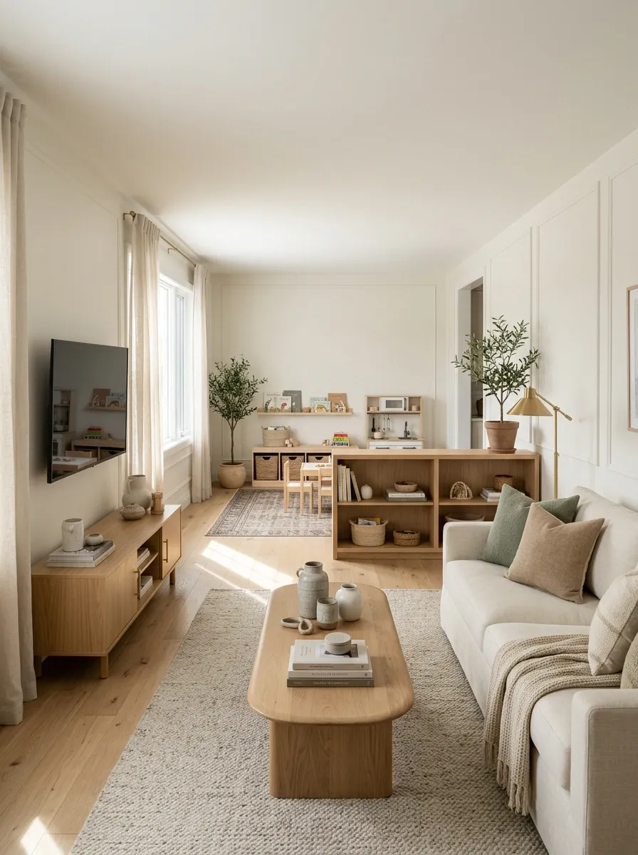 Family Living Room With a Play Space at One End