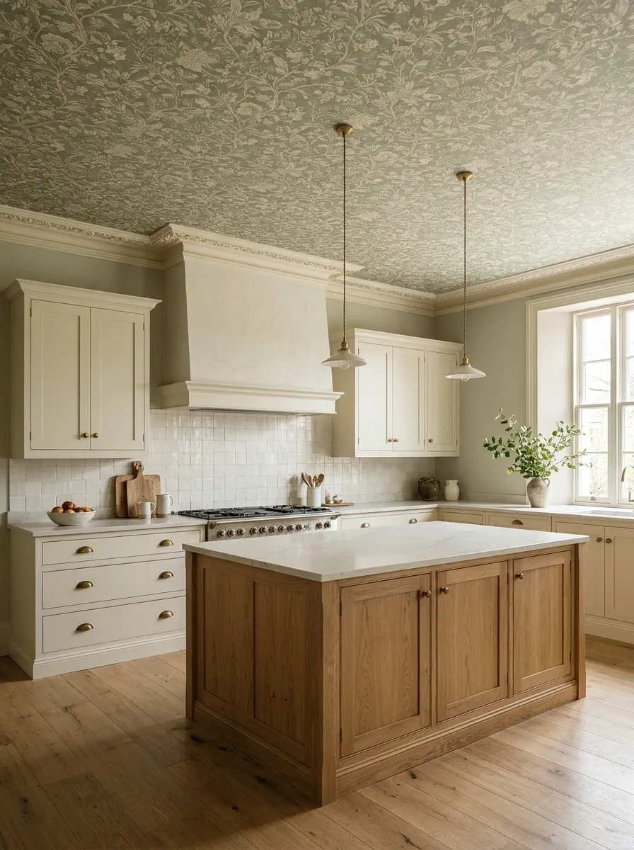 Fine Botanical Ceiling in a Traditional Kitchen