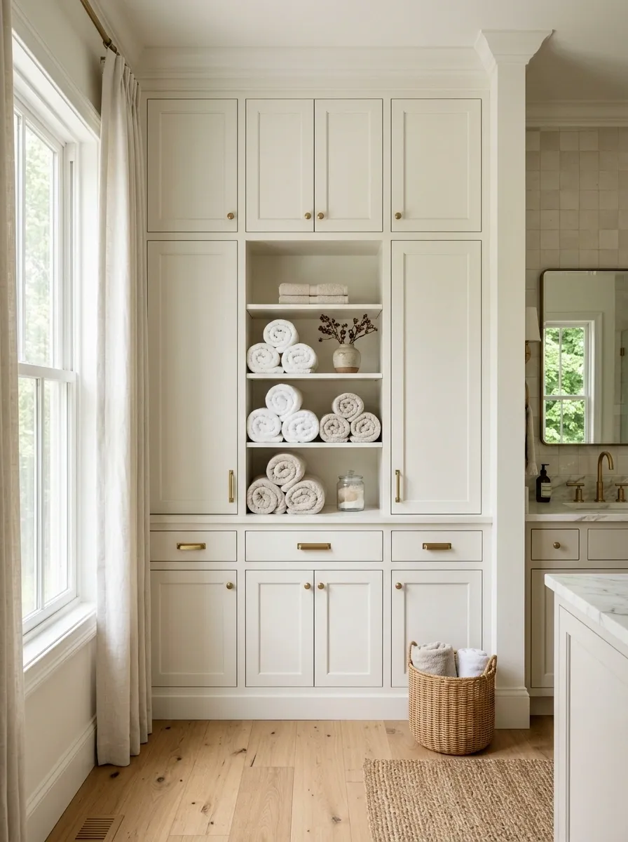 Floor-to-Ceiling Cabinet With a Dedicated Towel Zone