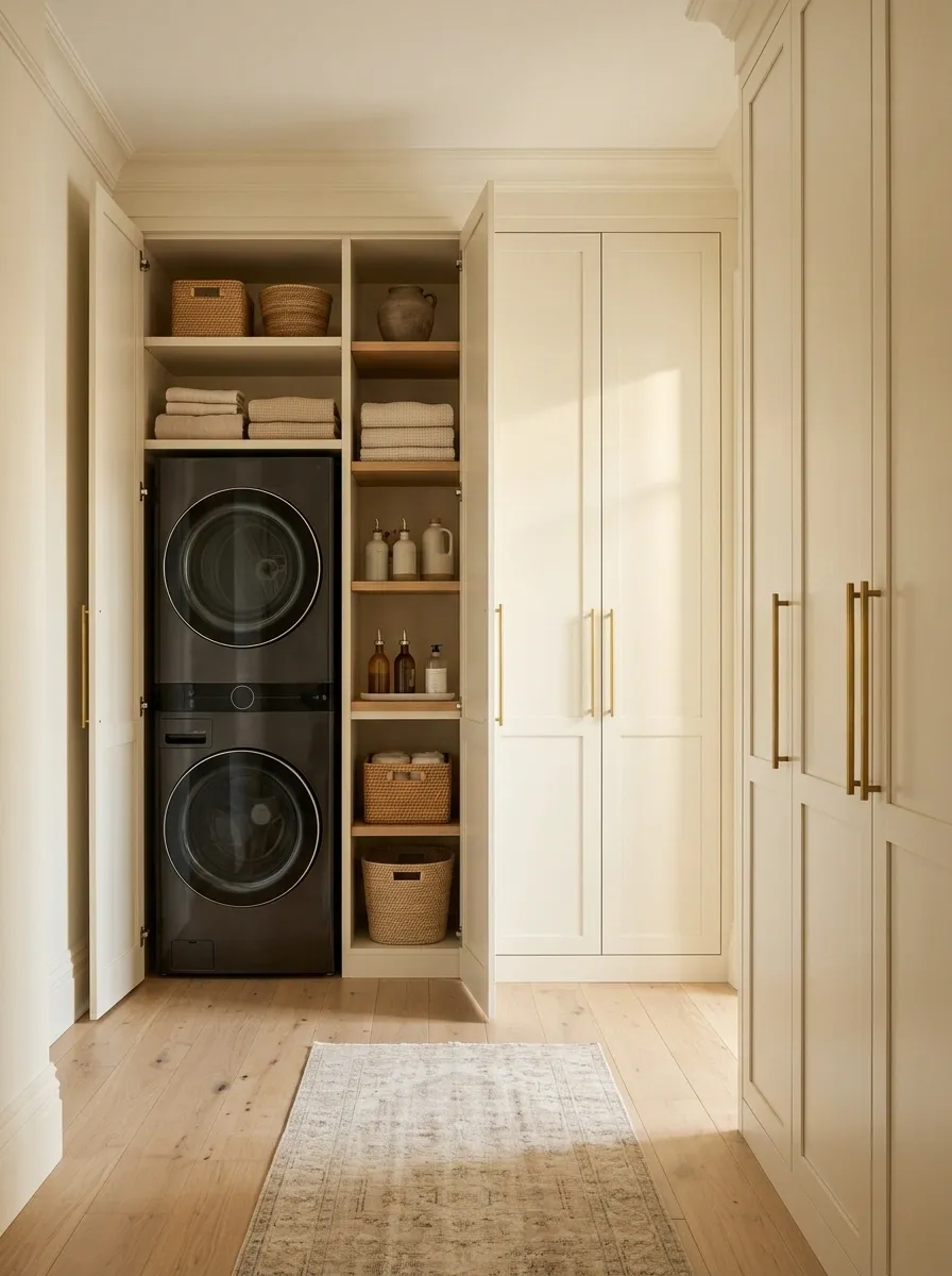 Floor-to-Ceiling Laundry Closet With Fully Concealed Appliances