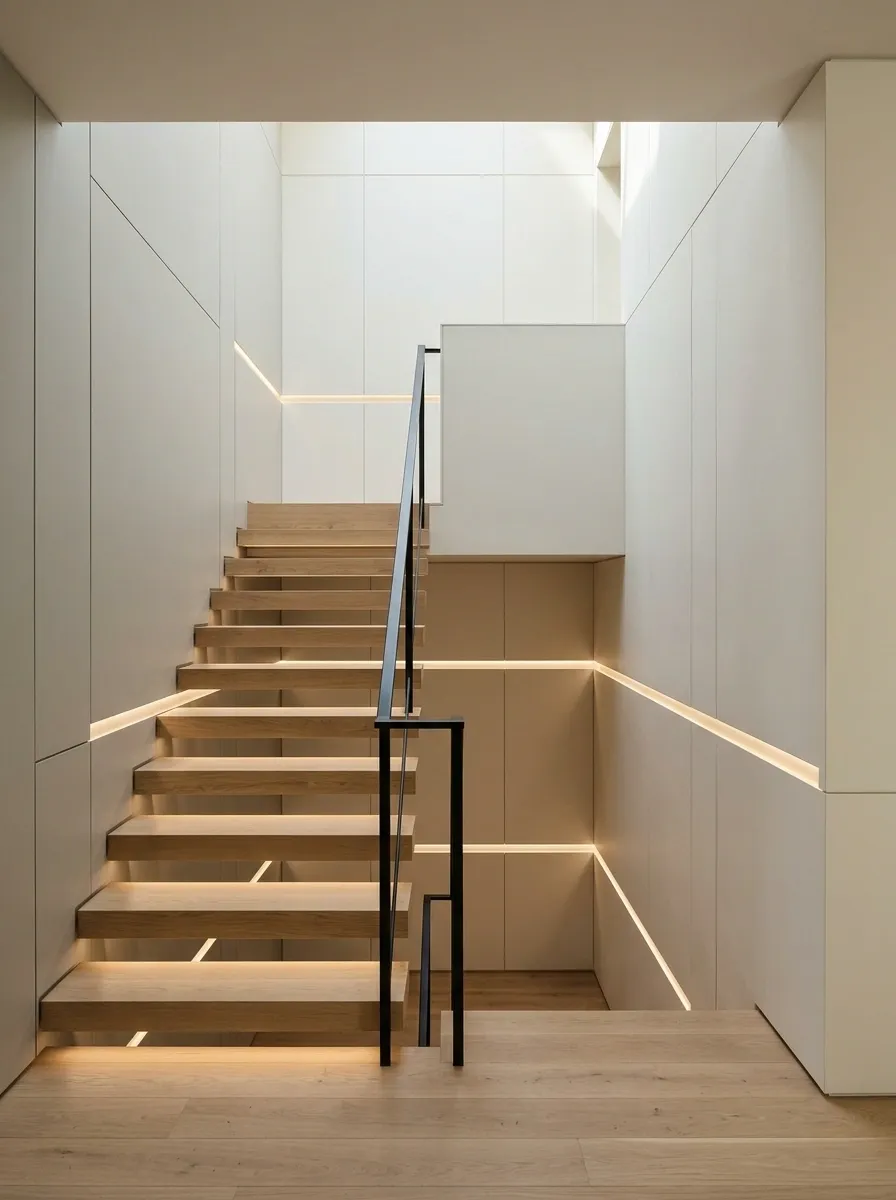 Flush Minimalist Panels With Concealed Stair Lighting
