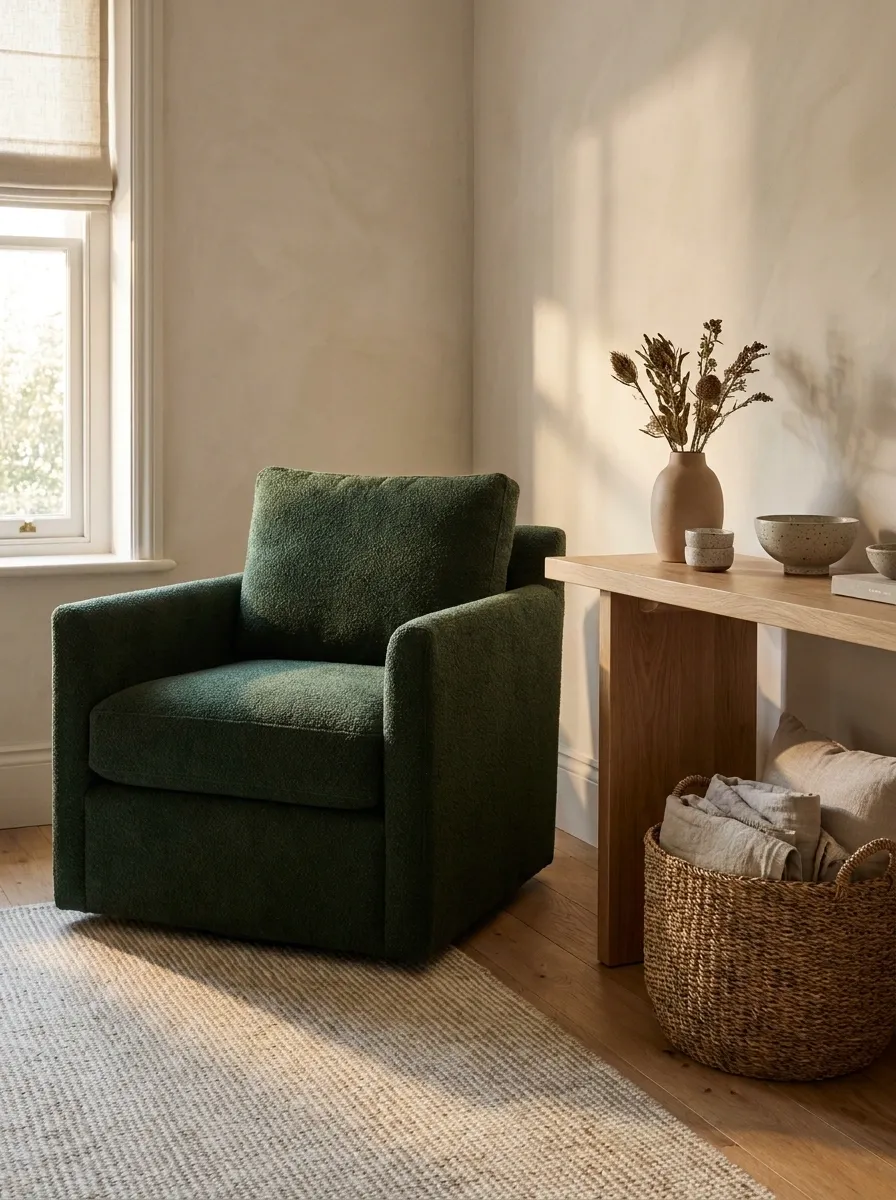 Forest Green Chair With an Oak Reading Table