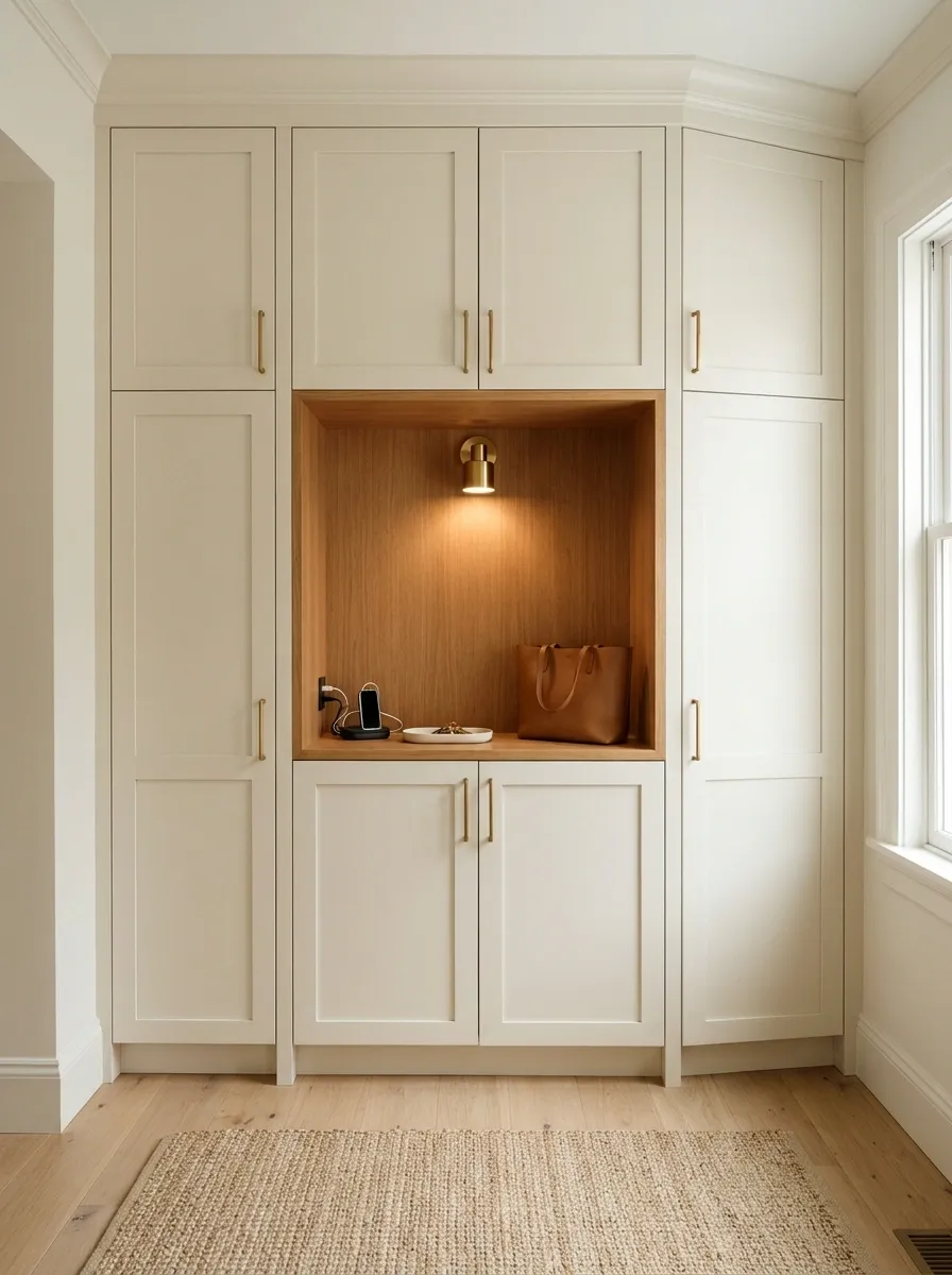 Full-Height Corner Cupboard With a Small Open Landing Niche