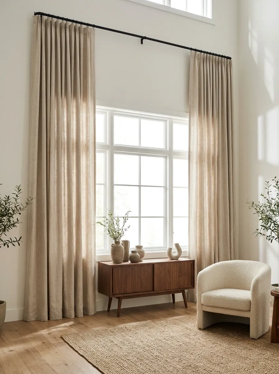 Full-Length Curtains That Give a Rental Room Better Proportions