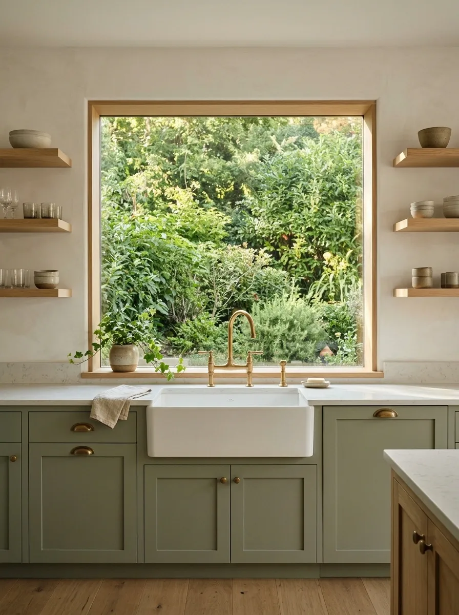 Garden-Facing Kitchen With Living Greenery