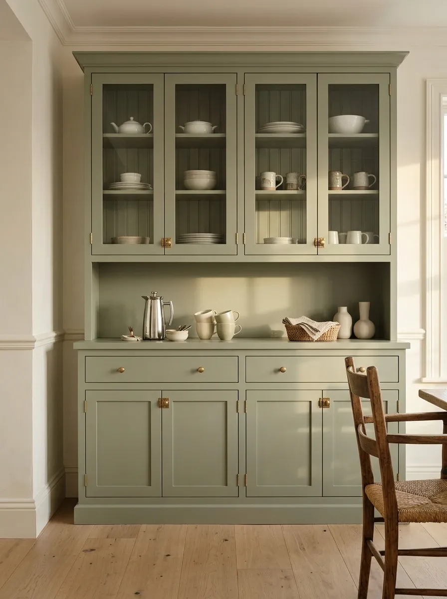 Glass-Front Dining Hutch With a Coffee Service Shelf