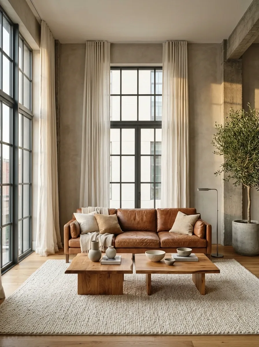 Graphite Frames With Concrete Tones and Leather Seating