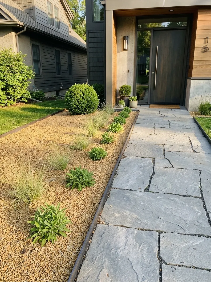 Gravel-Effect Garden With a Planted Edge and Stable Walking Surface