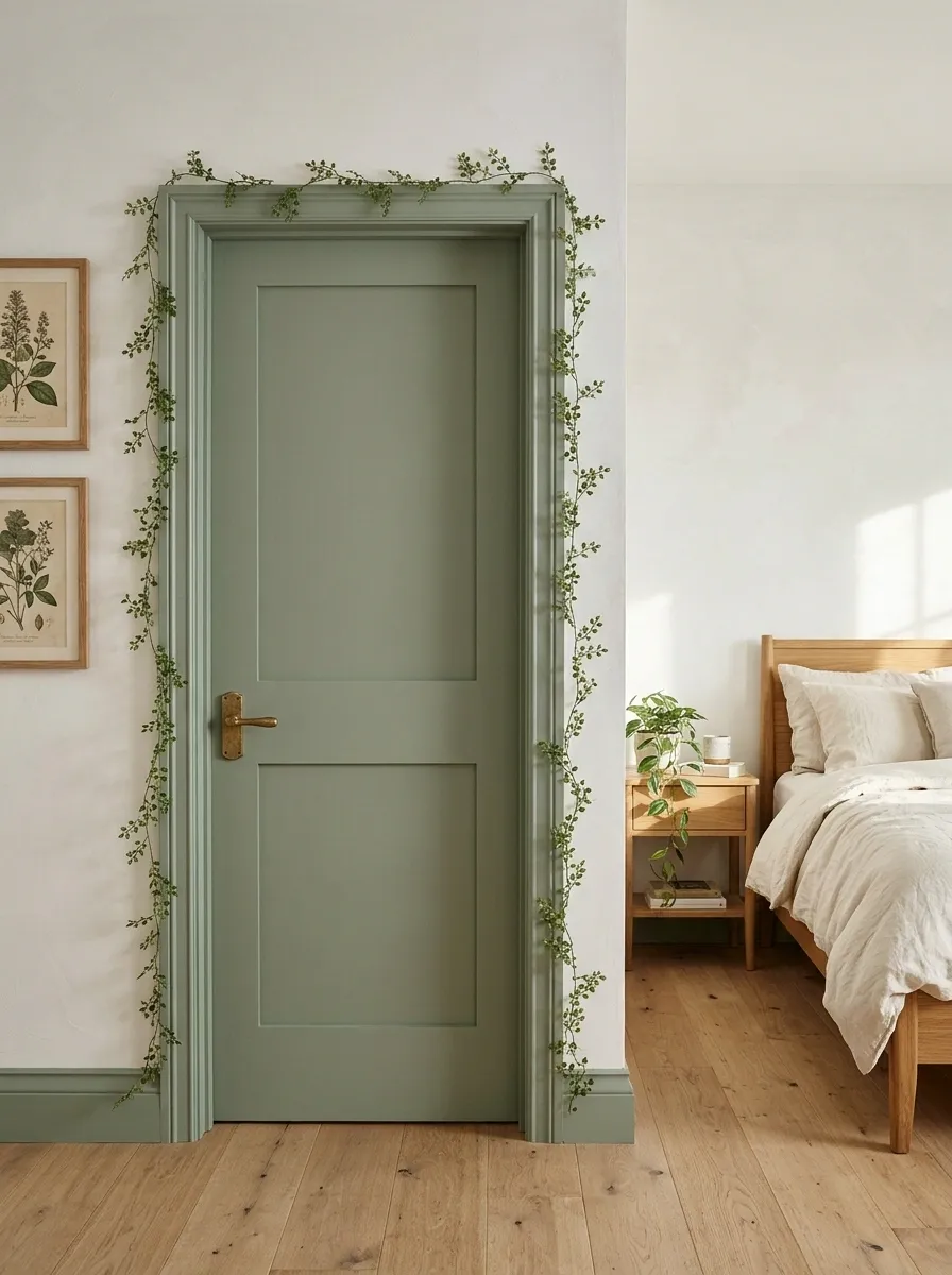 Greenhouse Door With Leaves, Vines, and Botanical Prints