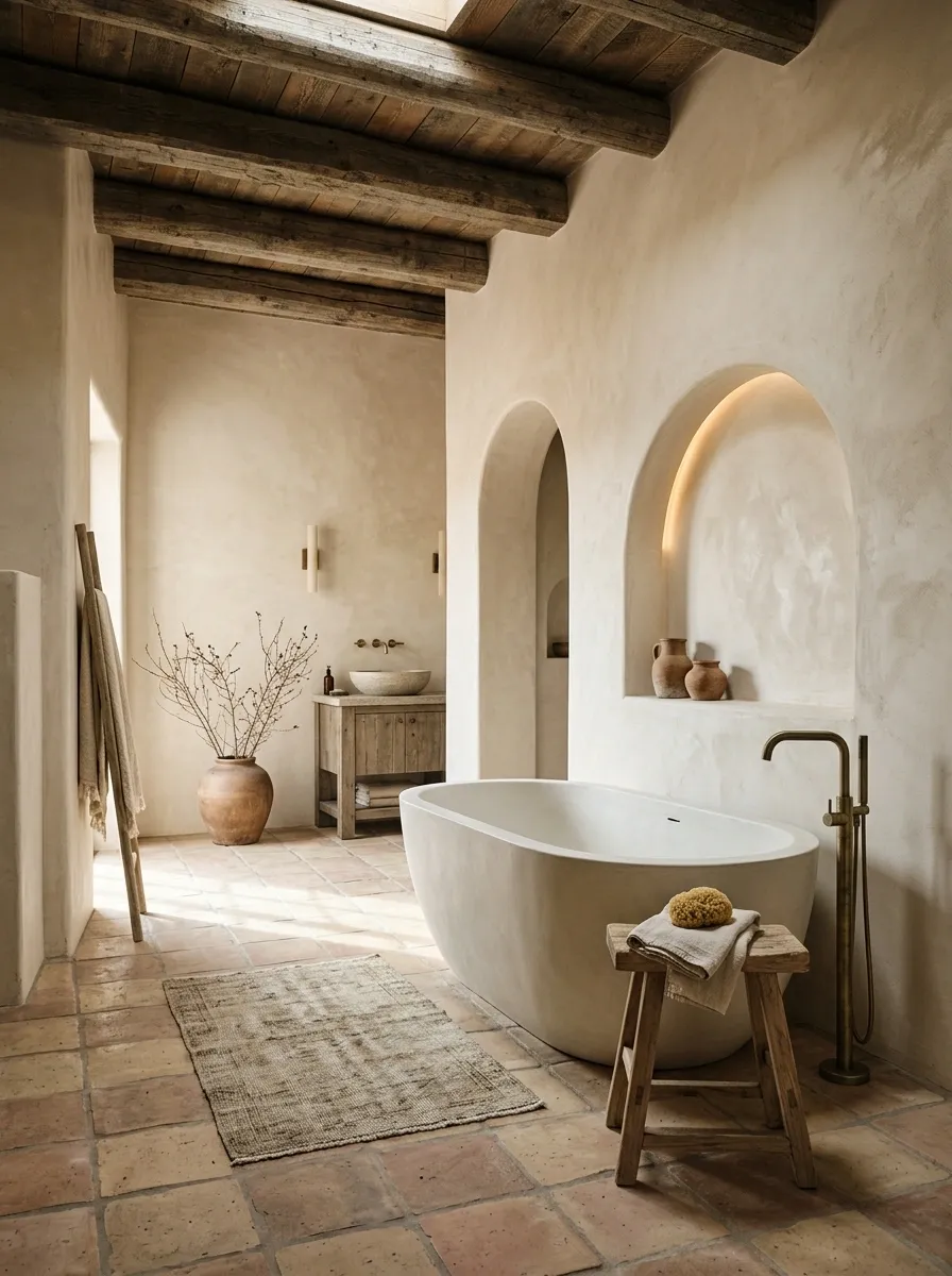 Hacienda Bathroom With a Freestanding Bathtub