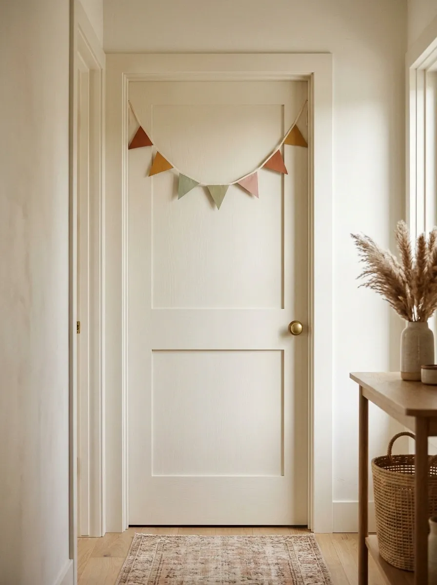 Handmade Paper Pennant Door With Soft Boho Colors