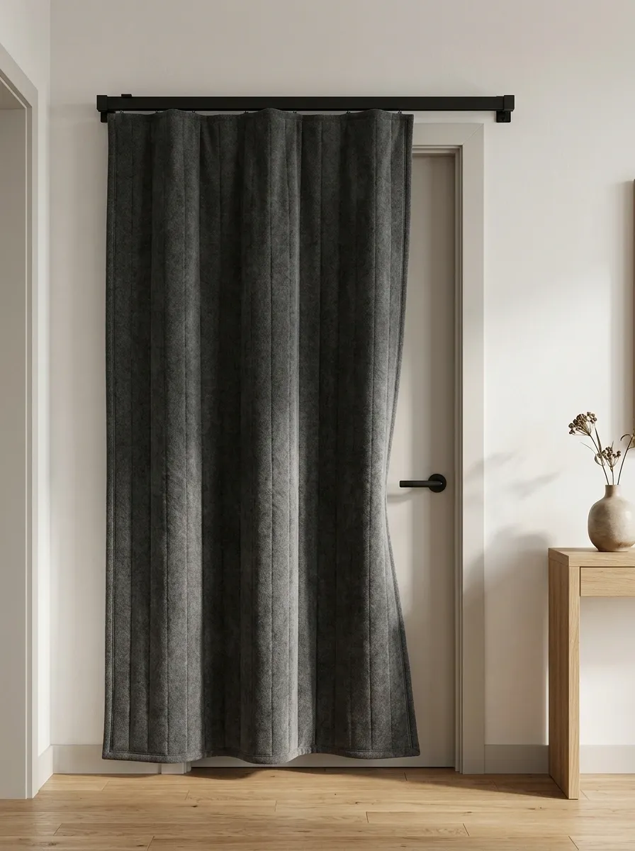 Hang a removable acoustic blanket without blocking the door