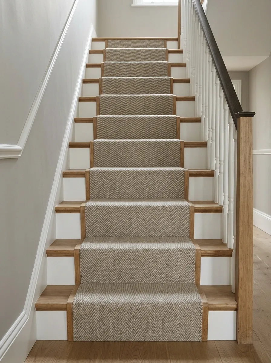 Herringbone Runner With Plain Painted Risers
