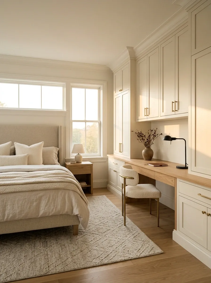 High-Function Bedroom Office With Concealed Storage