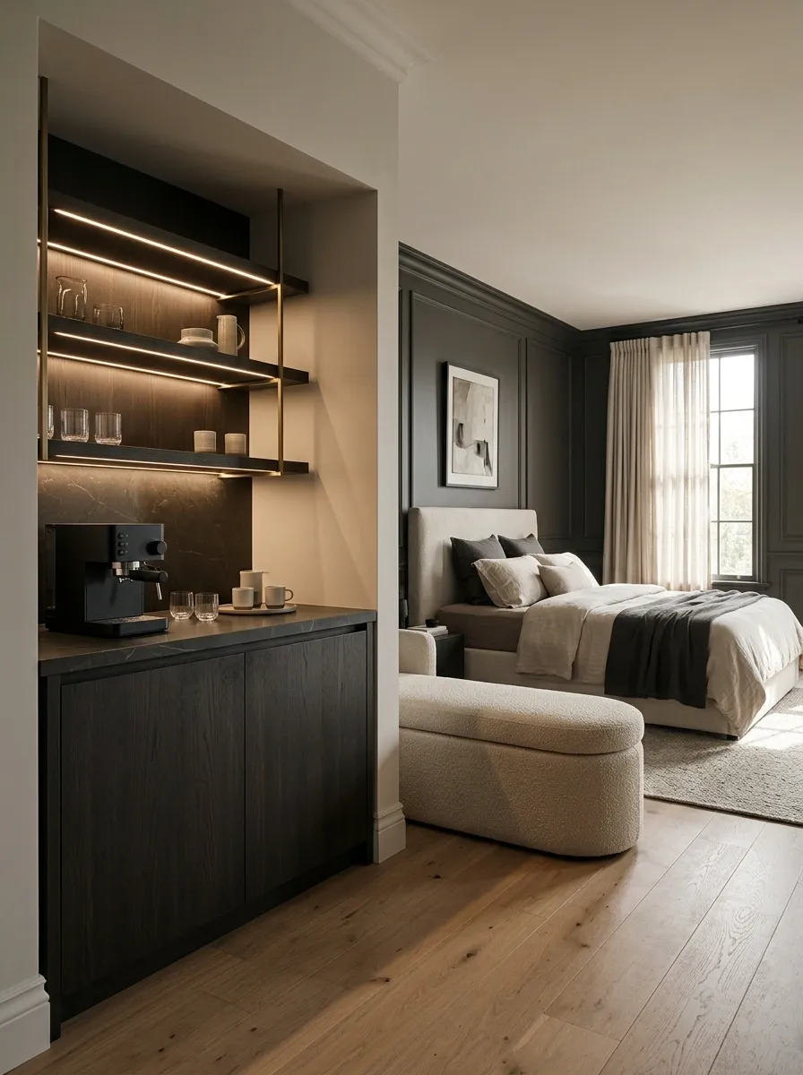 Hotel-Inspired Bedroom Beverage Cabinet