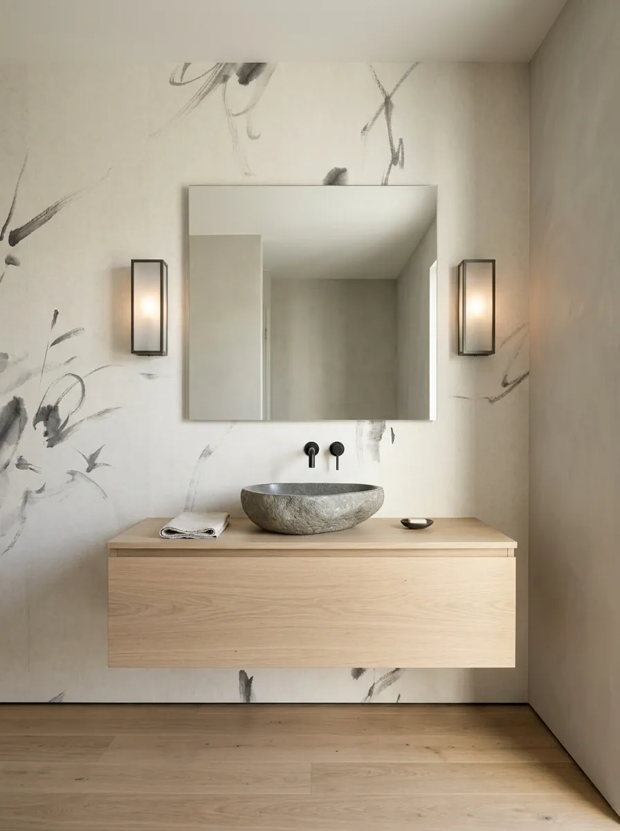 Ink-Wash Wallpaper With Japanese-Inspired Minimalism