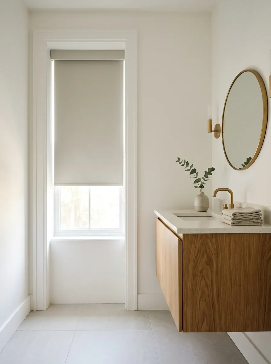 Inside-Mounted Roller Shades for a Narrow Bathroom Window