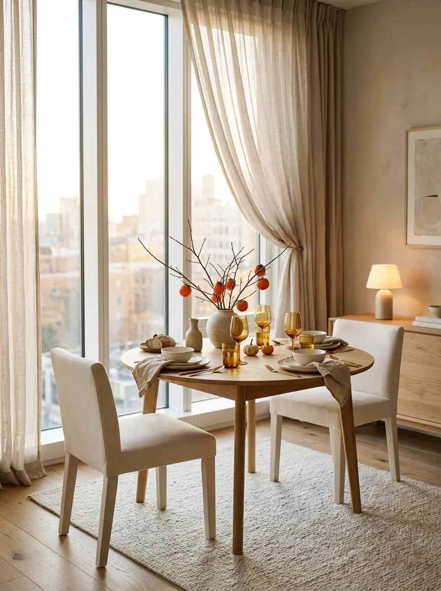 Intimate Thanksgiving Dinner for Two Beside a Large Window