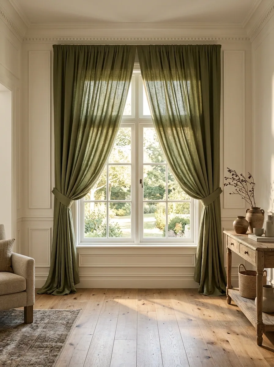Italian Curtains With Graceful, Tied-Back Panels
