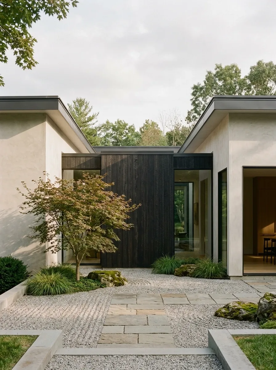 Japandi-Inspired House With Charred Timber and Quiet Plaster