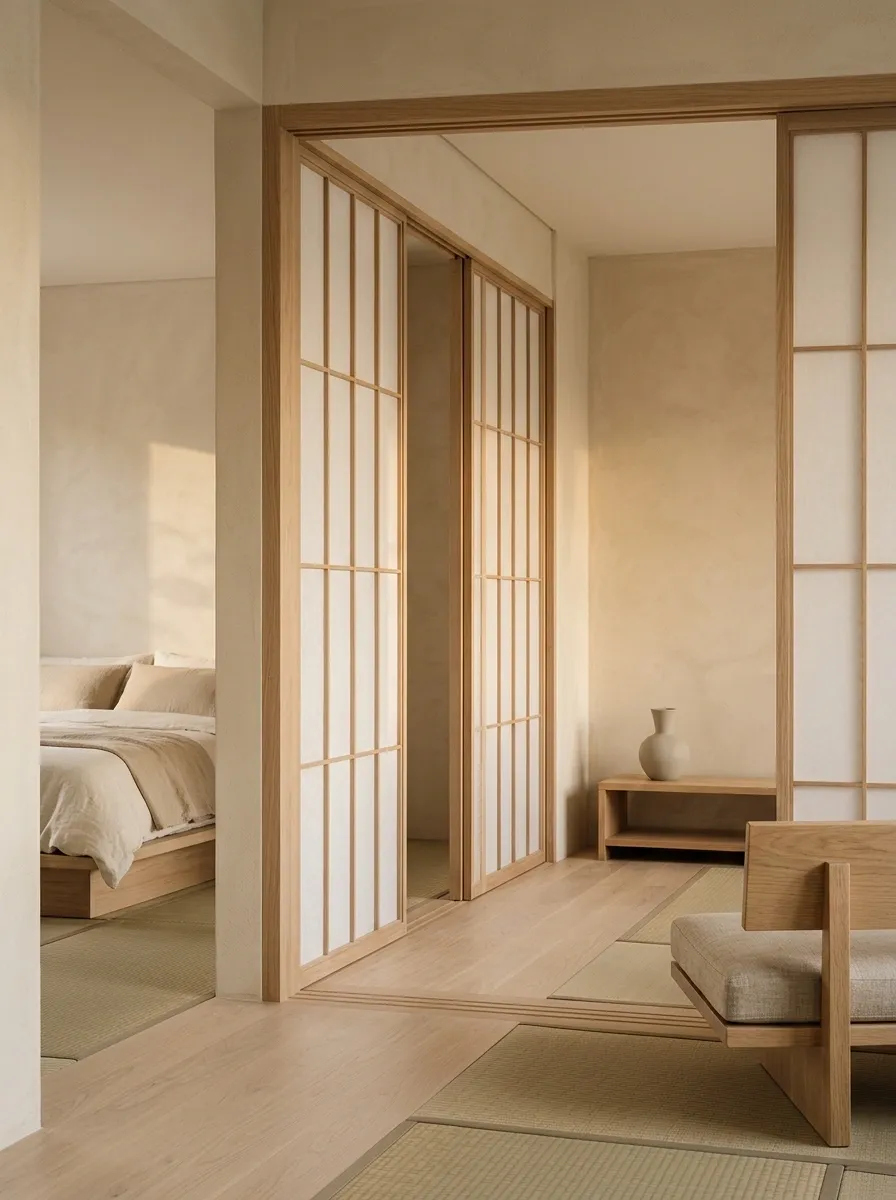 Japanese-Inspired Rice-Paper Screen Across a Calm Passage
