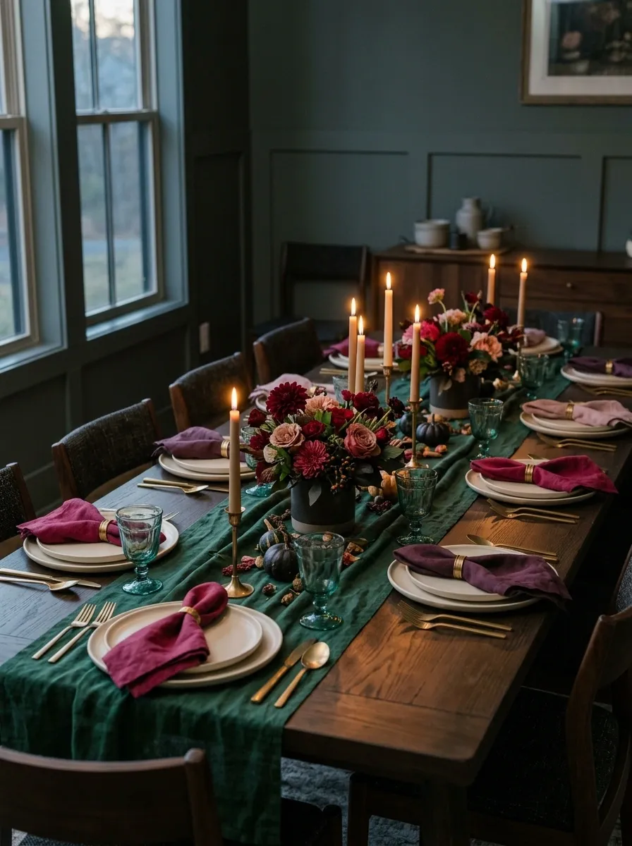 Jewel-Tone Thanksgiving With Emerald, Teal, and Berry