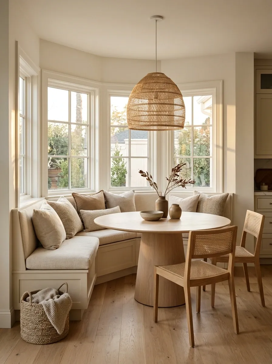Kitchen Bay Window With a Built-In Breakfast Banquette