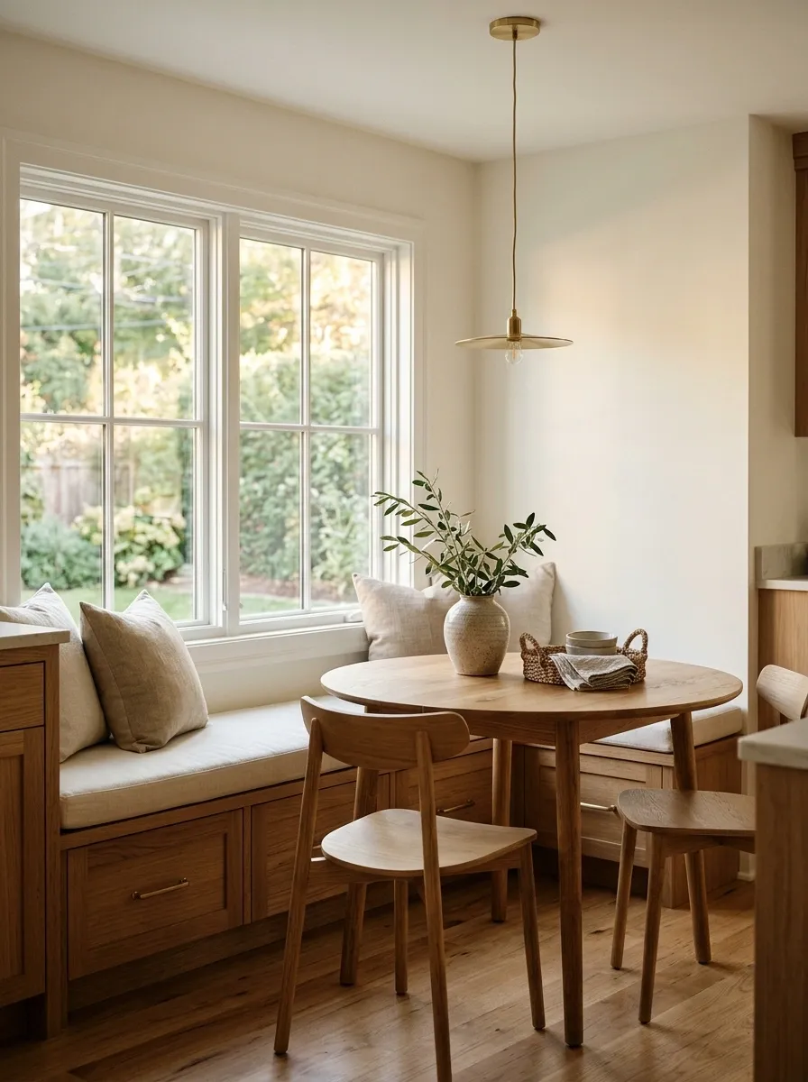 Kitchen Breakfast Banquette With Pull-Out Seat Storage