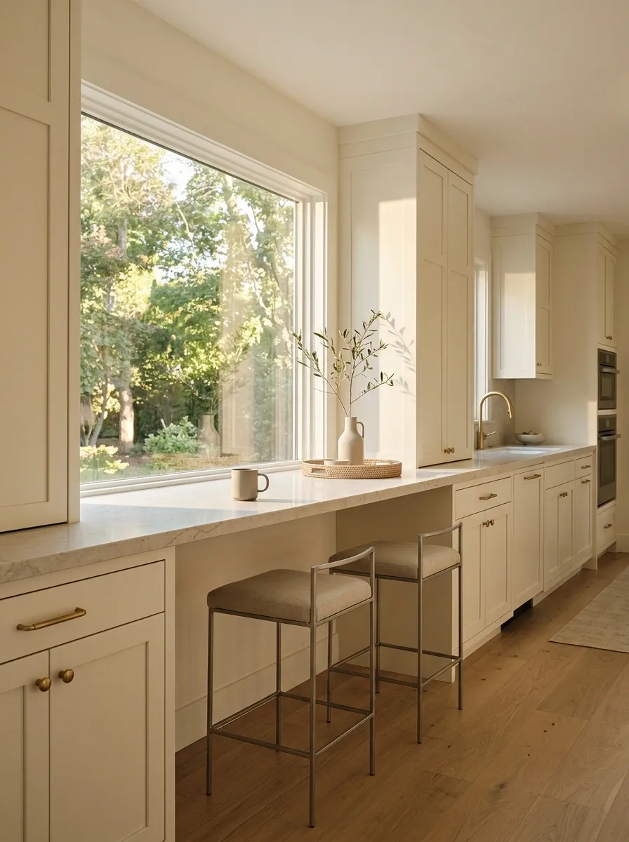 Kitchen Window Bar With a View-Facing Counter Extension