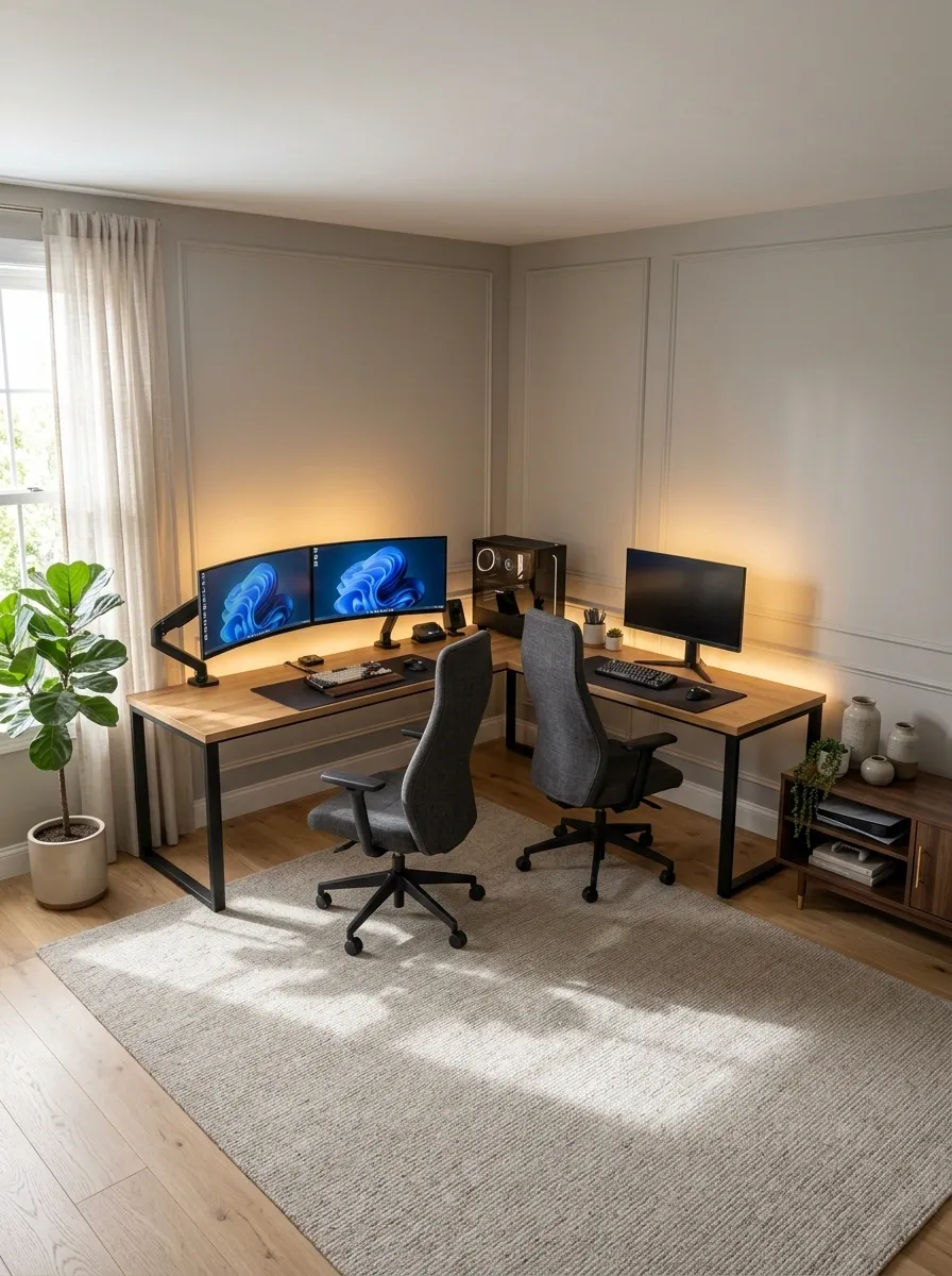 L-Shaped Gaming Setup for a Shared Corner