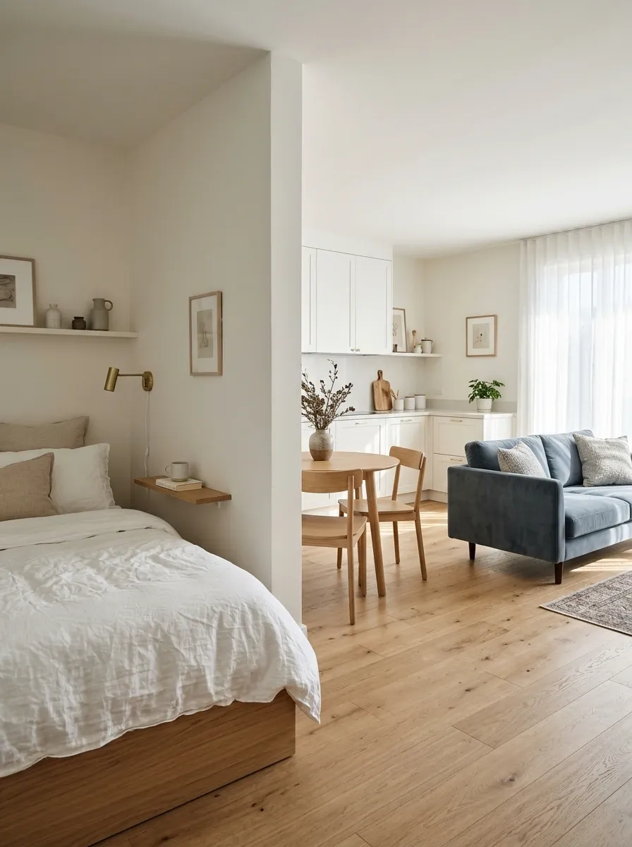 L-Shaped Studio With a Tucked-Away Bedroom Corner