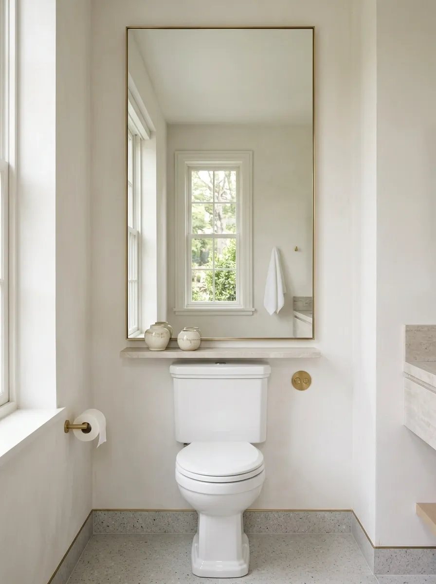 Large Mirror With Stone Shelf