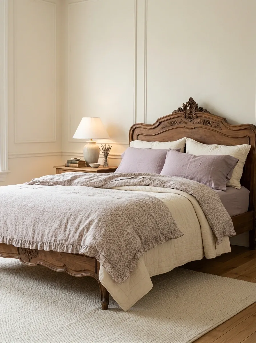 Lilac Floral Bedding With Soft Vintage Details