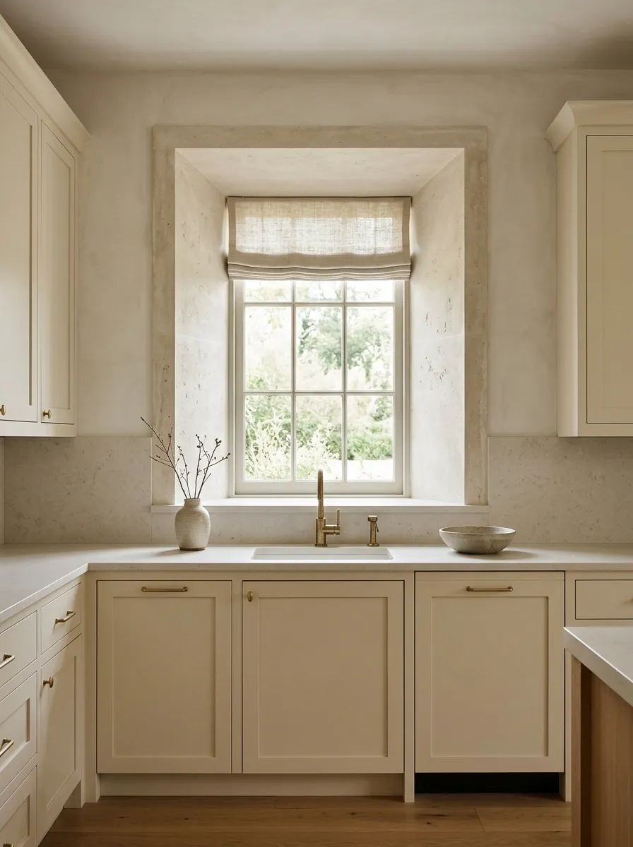 Limestone Kitchen With a Recessed Window Reveal