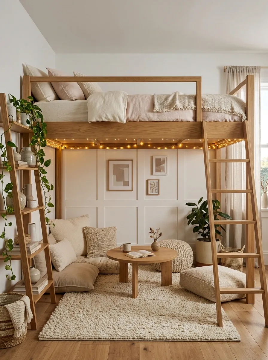 Loft Bed With a Glowing Lower Lounge