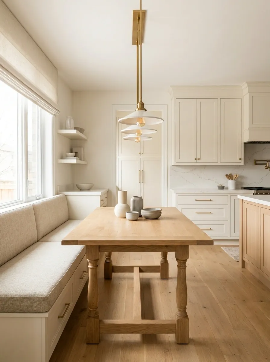 Long Family Banquette Along a Kitchen Wall