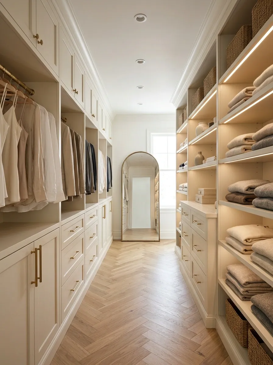 Long Narrow Closet With One Clear Walking Route