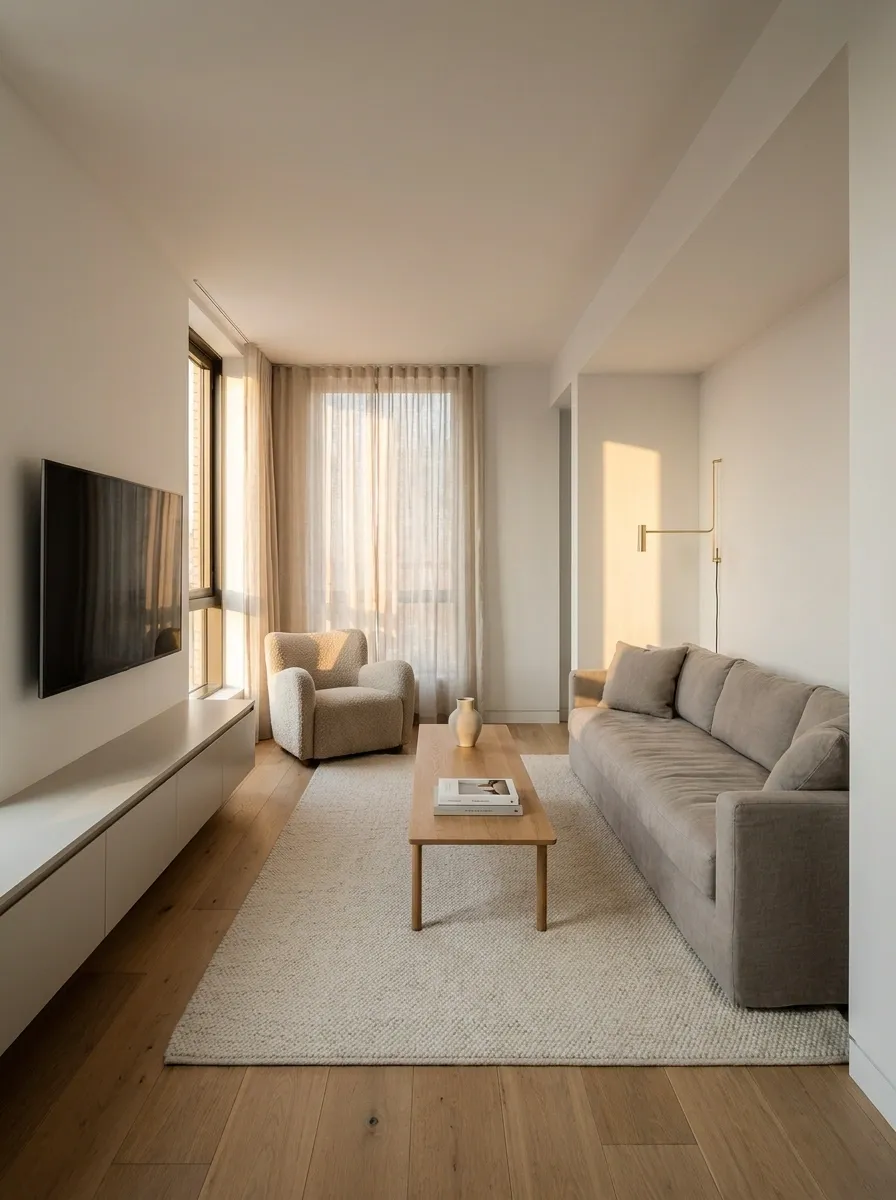 Long Room With the Sofa Against One Wall