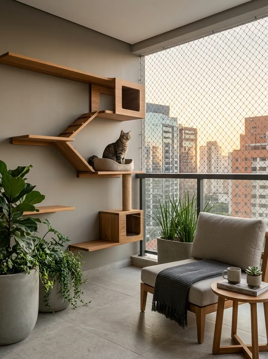 Luxury Apartment Balcony With Concealed Cat Features