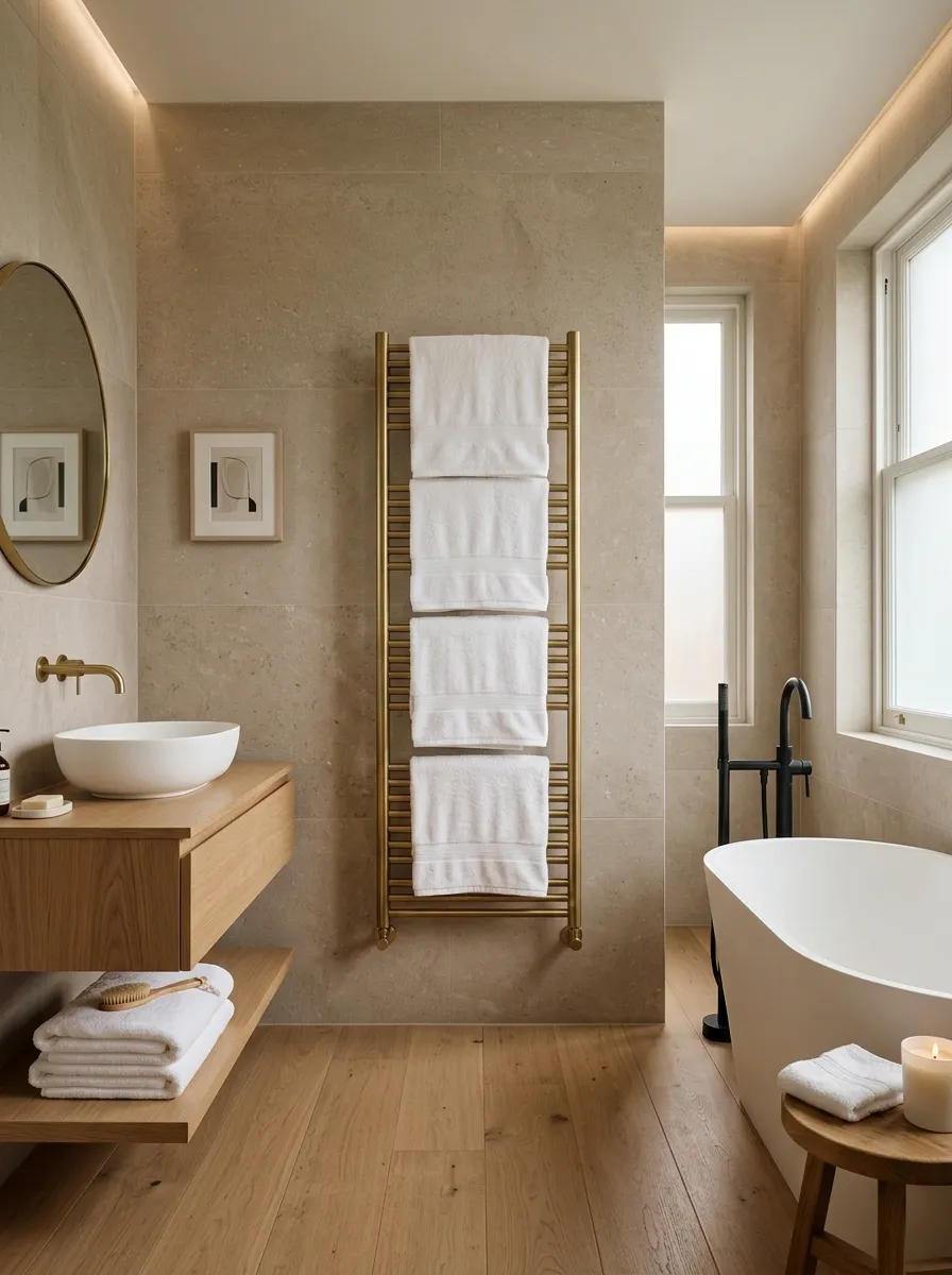 Luxury Bathroom With a Heated Towel Rail as the Main Feature