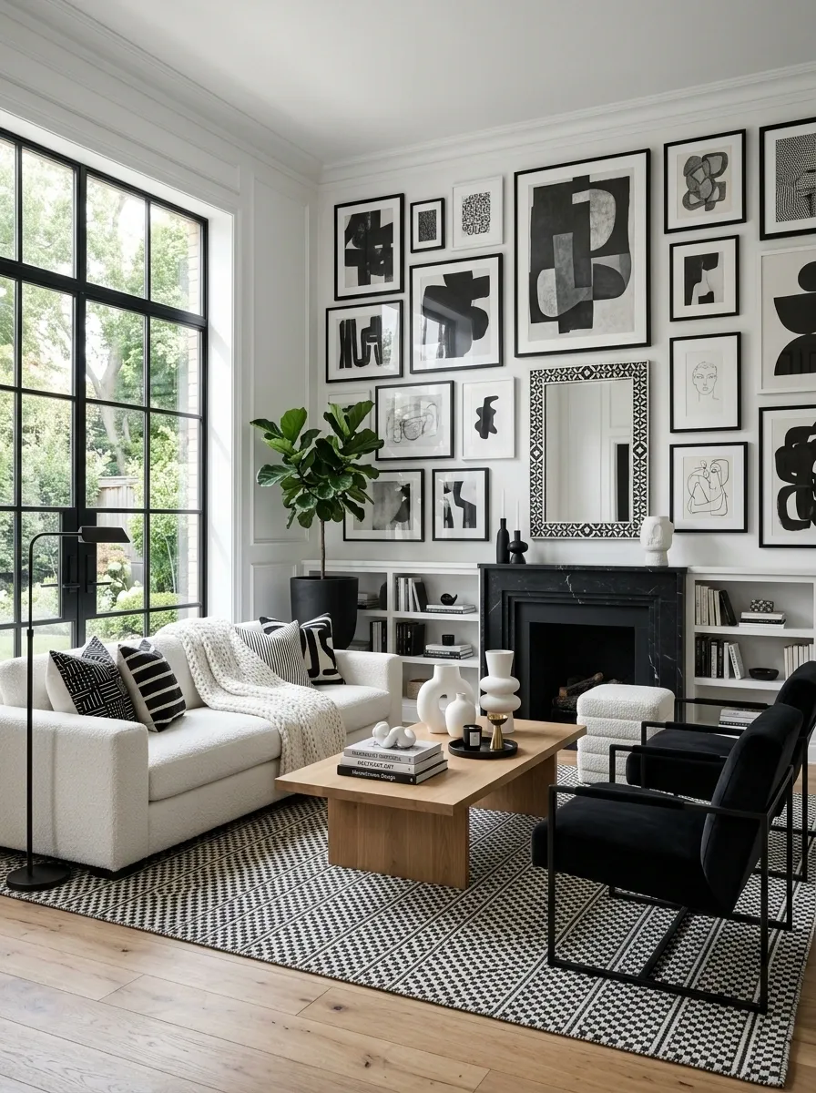 Maximalist Black and White With Art as the Main Event