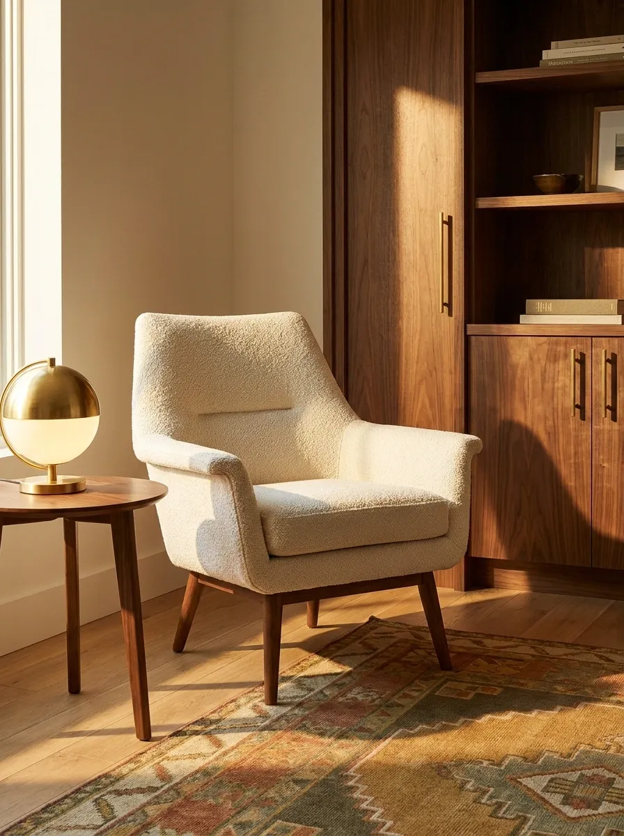Mid-Century Chair With Walnut and Brass