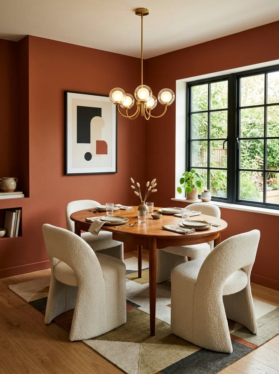 Mid-Century Dining Nook With Teak and Curved Chairs