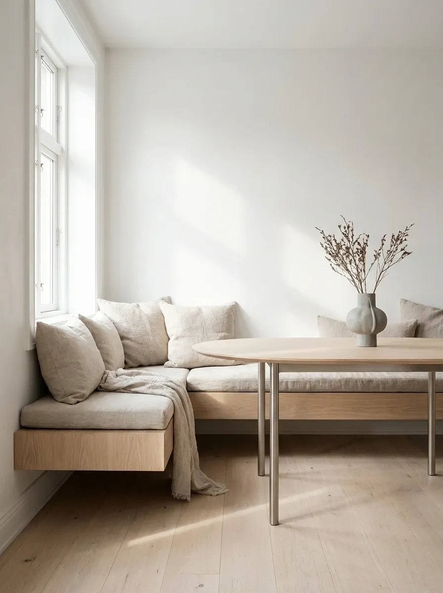 Minimal Kitchen Nook With Floating Bench Construction