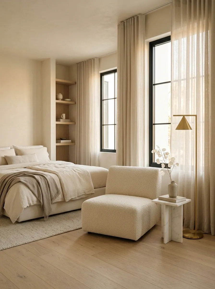 Minimalist Bedroom With a Built-In Reading Corner