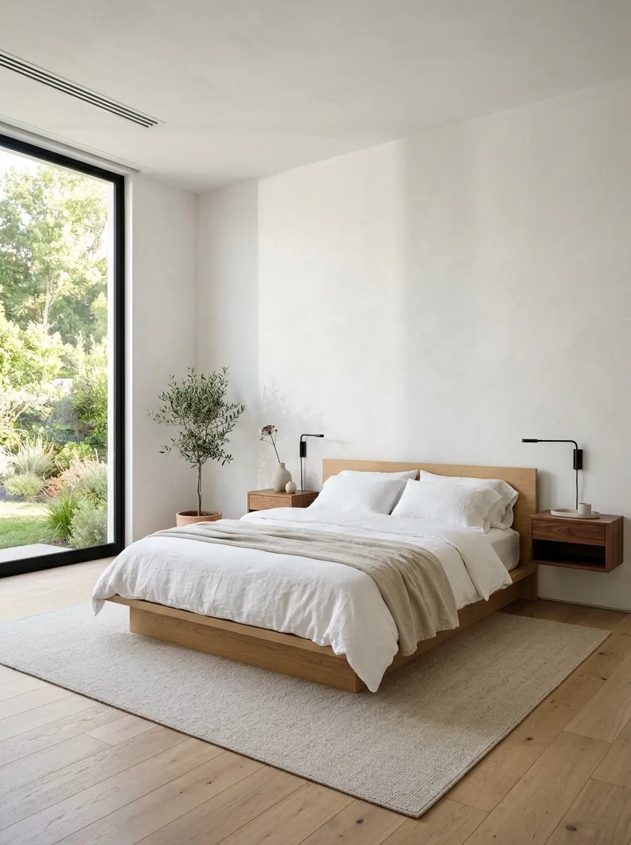 Minimalist Bedroom With a Low Platform Bed